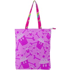 Cccartonnslogobg7 Cupycakescollage11pinknewbkgrd* Jokerscullzzz7117 Logohotpinkpattern Double Zip Up Tote Bag by DayDreamersBoutique