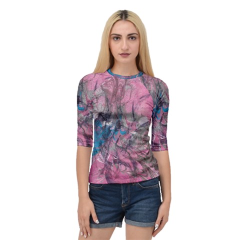 Brush Strokes On Marbling Patterns Quarter Sleeve Raglan Tee by kaleidomarblingart