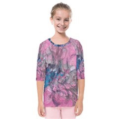 Brush Strokes On Marbling Patterns Kids  Quarter Sleeve Raglan Tee