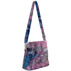 Brush Strokes On Marbling Patterns Zipper Messenger Bag by kaleidomarblingart