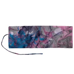 Brush Strokes On Marbling Patterns Roll Up Canvas Pencil Holder (m) by kaleidomarblingart