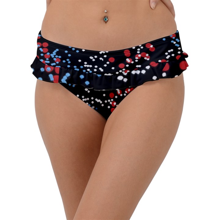 Multicolored Bubbles Motif Abstract Pattern Frill Bikini Bottom