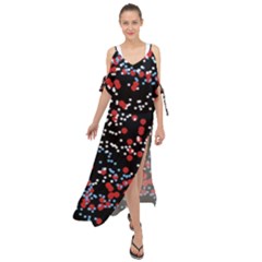 Multicolored Bubbles Motif Abstract Pattern Maxi Chiffon Cover Up Dress