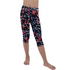 Multicolored Bubbles Motif Abstract Pattern Kids  Lightweight Velour Capri Leggings 