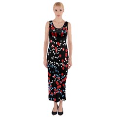 Multicolored Bubbles Motif Abstract Pattern Fitted Maxi Dress