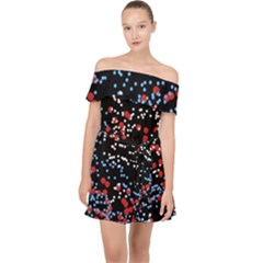 Multicolored Bubbles Motif Abstract Pattern Off Shoulder Chiffon Dress by dflcprintsclothing