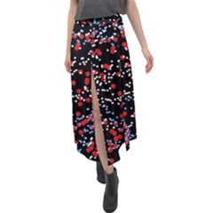 Multicolored Bubbles Motif Abstract Pattern Velour Split Maxi Skirt by dflcprintsclothing