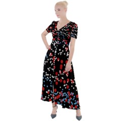 Multicolored Bubbles Motif Abstract Pattern Button Up Short Sleeve Maxi Dress by dflcprintsclothing