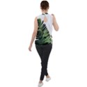 Green banana leaves Mock Neck Chiffon Sleeveless Top View2