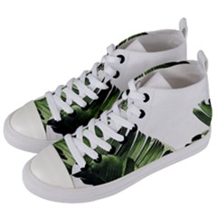 Green Banana Leaves Women s Mid-top Canvas Sneakers by goljakoff