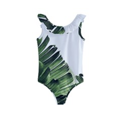 Green Banana Leaves Kids  Frill Swimsuit by goljakoff