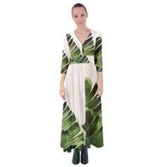 Green Banana Leaves Button Up Maxi Dress by goljakoff