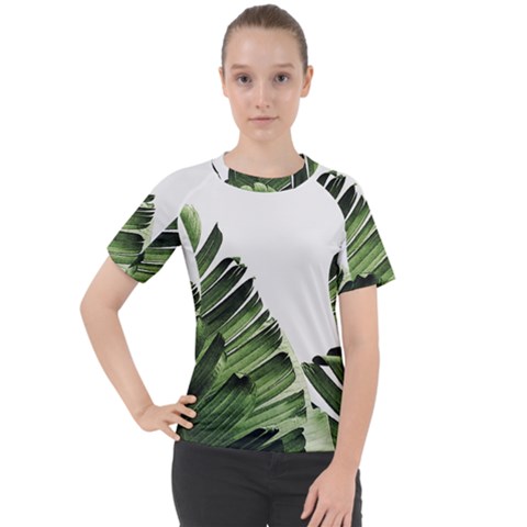 Green Banana Leaves Women s Sport Raglan Tee by goljakoff