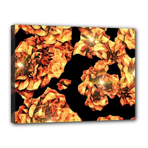 Copper Floral Canvas 16  X 12  (stretched) by Janetaudreywilson