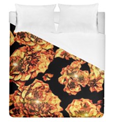 Copper Floral Duvet Cover (queen Size) by Janetaudreywilson