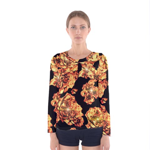 Copper Floral Women s Long Sleeve Tee by Janetaudreywilson