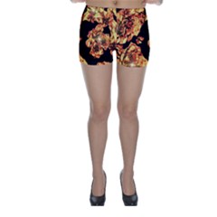 Copper Floral Skinny Shorts by Janetaudreywilson