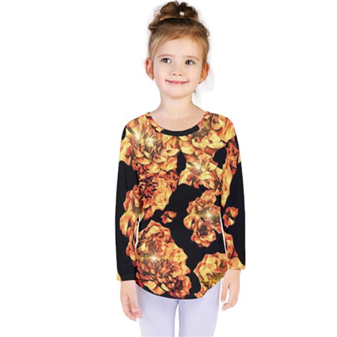 Copper Floral Kids  Long Sleeve Tee by Janetaudreywilson