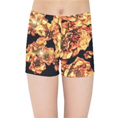 Copper Floral Kids  Sports Shorts by Janetaudreywilson