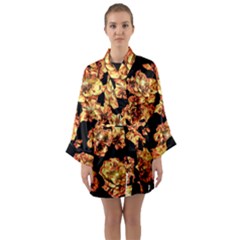 Copper Floral Long Sleeve Satin Kimono by Janetaudreywilson