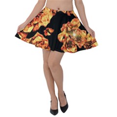 Copper Floral Velvet Skater Skirt by Janetaudreywilson