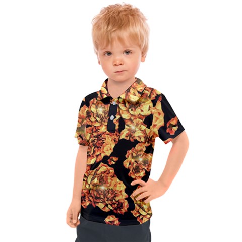 Copper Floral Kids  Polo Tee by Janetaudreywilson