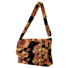 Copper Floral Full Print Messenger Bag (m) by Janetaudreywilson