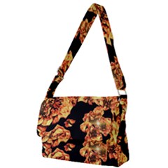 Copper Floral Full Print Messenger Bag (l) by Janetaudreywilson