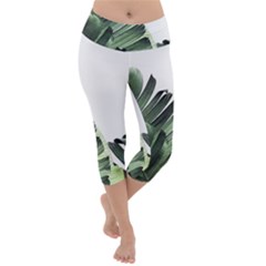 Banana Leaves Lightweight Velour Capri Yoga Leggings by goljakoff