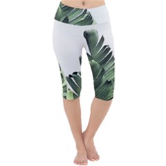 Banana Leaves Lightweight Velour Cropped Yoga Leggings by goljakoff