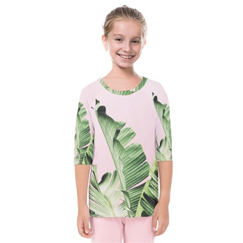 Palm Leaf Kids  Quarter Sleeve Raglan Tee by goljakoff