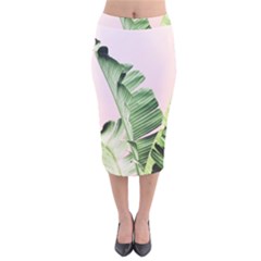 Palm Leaf Velvet Midi Pencil Skirt by goljakoff