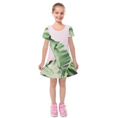 Palm Leaf Kids  Short Sleeve Velvet Dress by goljakoff