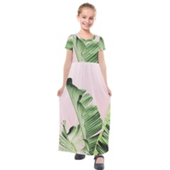 Palm Leaf Kids  Short Sleeve Maxi Dress by goljakoff