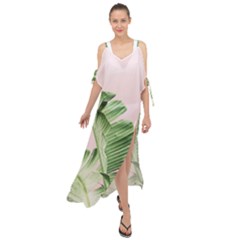 Palm Leaf Maxi Chiffon Cover Up Dress by goljakoff