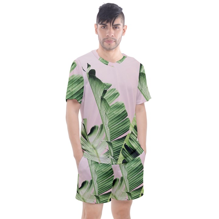 Palm leaf Men s Mesh Tee and Shorts Set