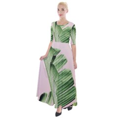 Palm Leaf Half Sleeves Maxi Dress by goljakoff