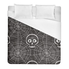 Skull And Spider Web On Dark Background Duvet Cover (full/ Double Size) by FloraaplusDesign