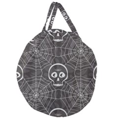 Skull And Spider Web On Dark Background Giant Round Zipper Tote