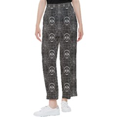 Skull And Spider Web On Dark Background Women s Pants  by FloraaplusDesign