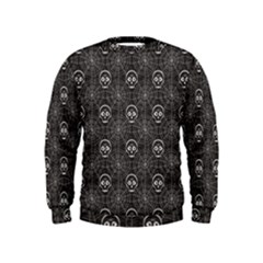 Skull And Spider Web On Dark Background Kids  Sweatshirt