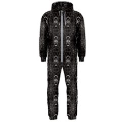 Skull And Spider Web On Dark Background Hooded Jumpsuit (men)  by FloraaplusDesign