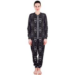 Skull And Spider Web On Dark Background Onepiece Jumpsuit (ladies)  by FloraaplusDesign