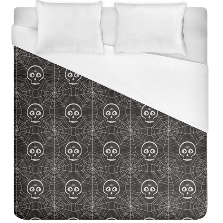 Skull And Spider Web On Dark Background Duvet Cover (King Size)