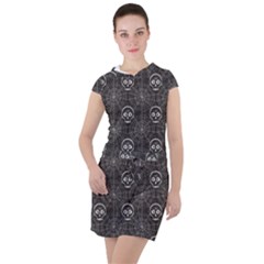 Skull And Spider Web On Dark Background Drawstring Hooded Dress