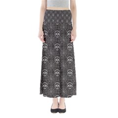 Skull And Spider Web On Dark Background Full Length Maxi Skirt by FloraaplusDesign