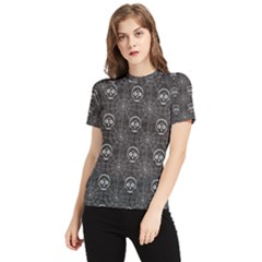 Skull And Spider Web On Dark Background Women s Short Sleeve Rash Guard