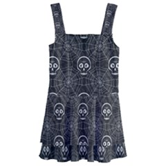 Skull And Spider Web On Dark Background Kids  Layered Skirt Swimsuit