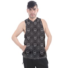 Skull And Spider Web On Dark Background Men s Sleeveless Hoodie by FloraaplusDesign