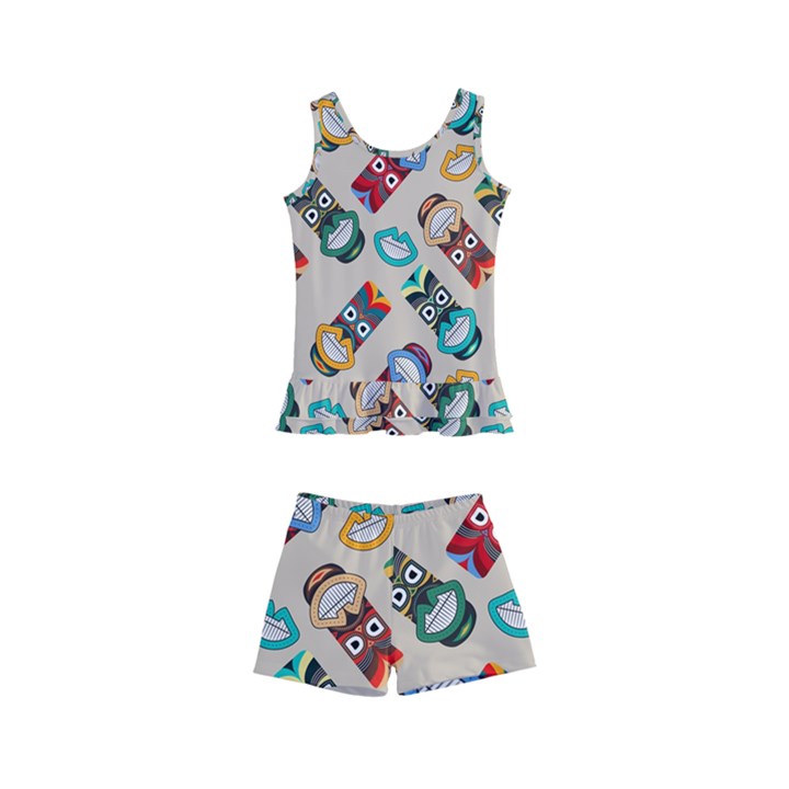 Ethnic Tribal Masks Kids  Boyleg Swimsuit